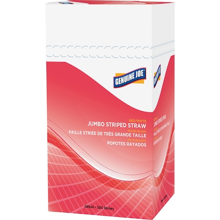 Genuine Joe Jumbo Striped Straws, PK500 58944CT